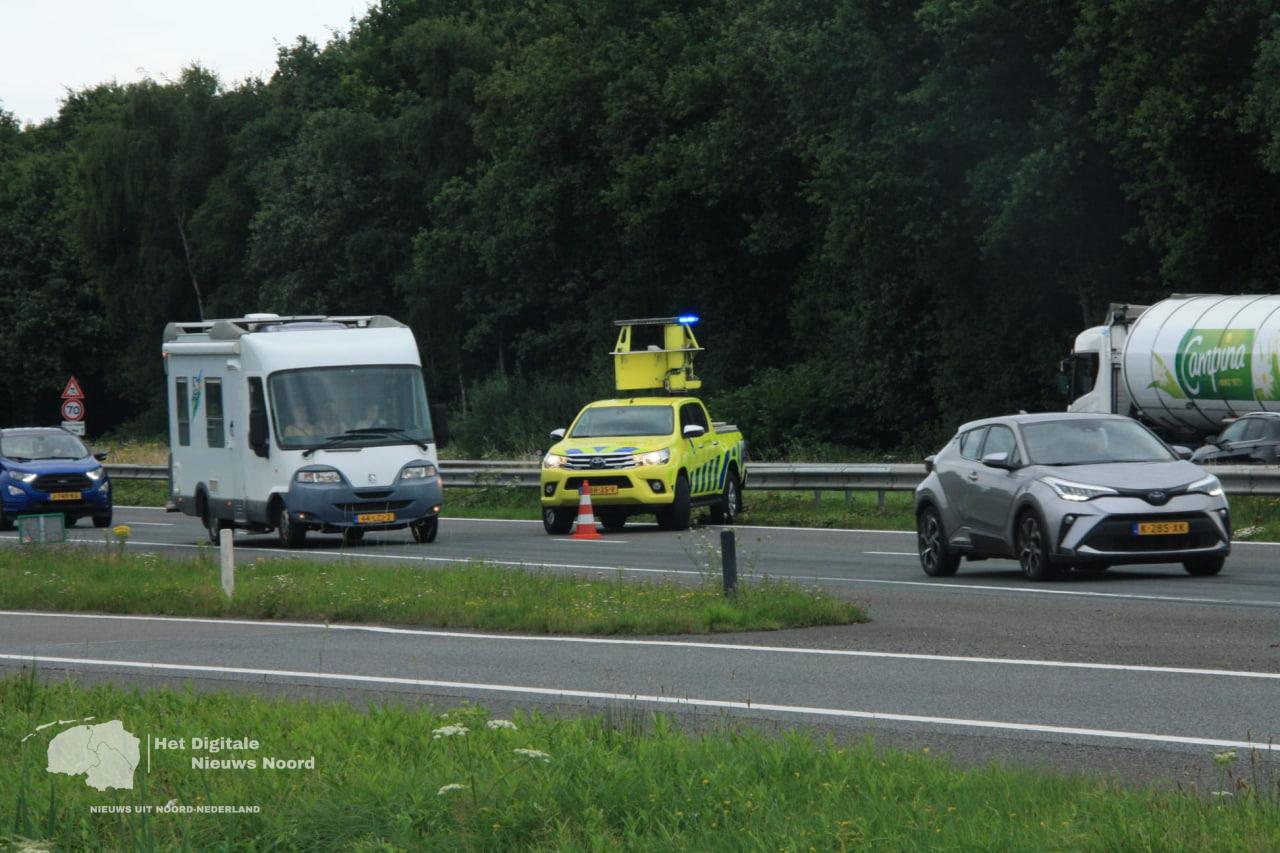 Klapband op A28 bij Hoogeveen veroorzaakt vertraging
